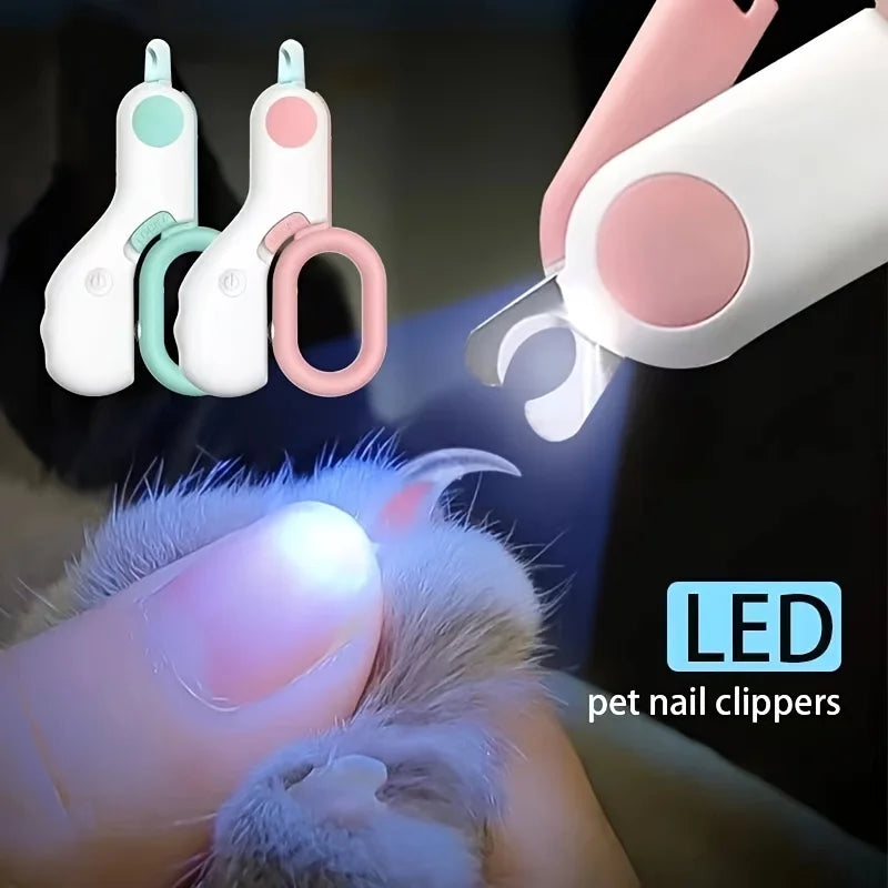 One LED light pet nail clipper, suitable for cats and dogs, mini size, with blood line lighting trimming, comfortable grip