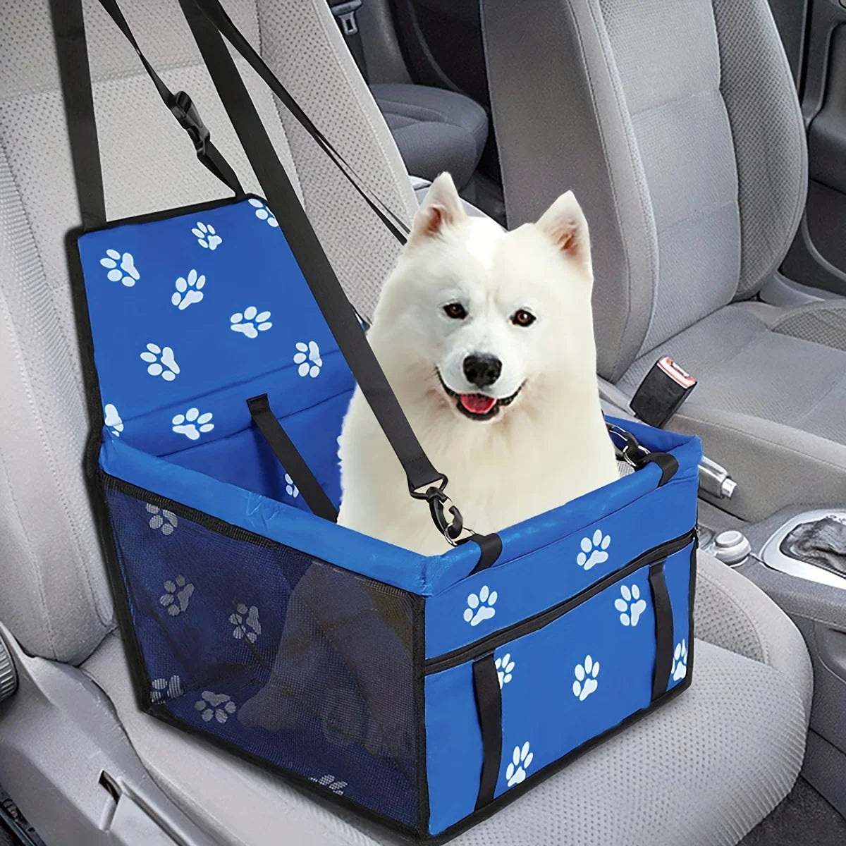 Dog Car Booster Seat, Oxford Breathable Folding Soft Washable Travel Bag For Cats, Pet Travel Carrier Bag With Safety Leash