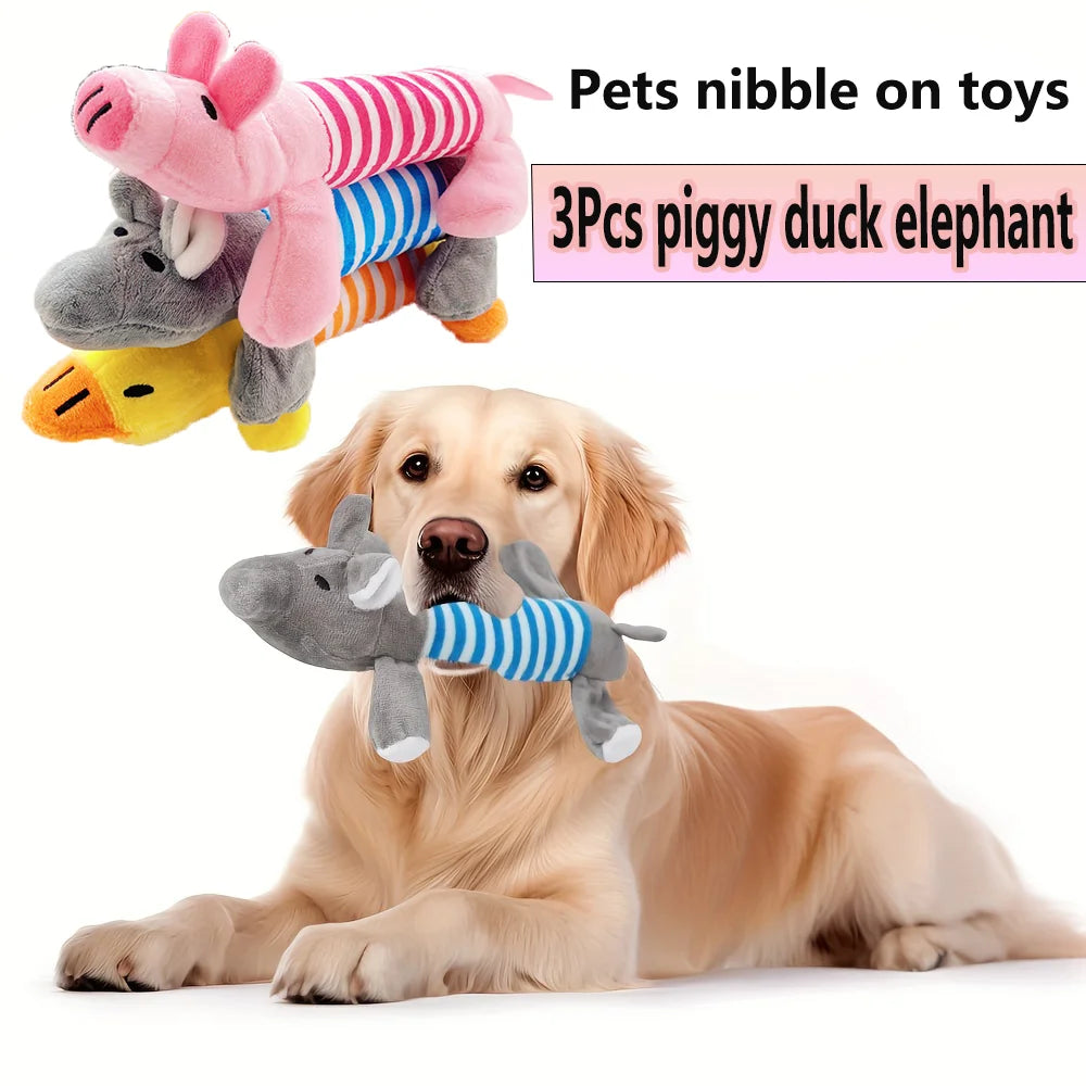 Dogs, cats, plush cartoon embroidery, bite resistant decompression, ducks, piglets, elephants Dog bite sound toy dog chew toy