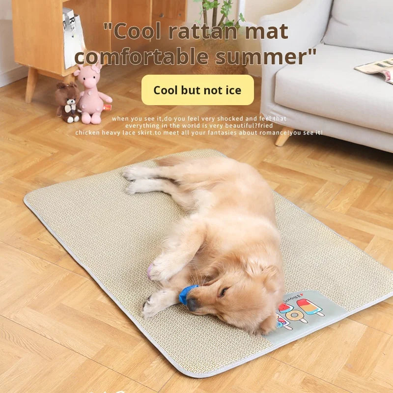 Kennel summer mat ice mat pet pet supplies cat dog oversized rattan mat cushion breathable dog mat